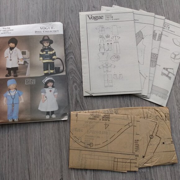 18" Doll Clothes Sewing Pattern Costumes Firefighter Nurse Doctor UNCUT 7678 - Picture 7 of 8